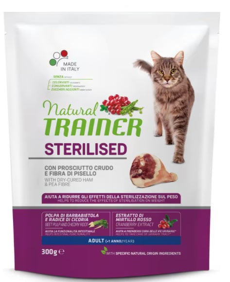 Natural Trainer Gatto Sterilised Prosciutto 10 Kg