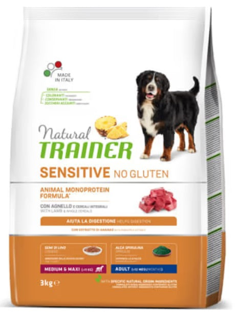 Natural Trainer Sensitive No Gluten Medium&Maxi Adult con Agnello 12 Kg