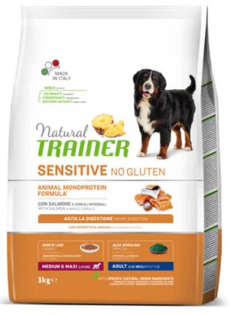 Natural Trainer Sensitive No Gluten Medium&Maxi Adult con Salmone 12 Kg